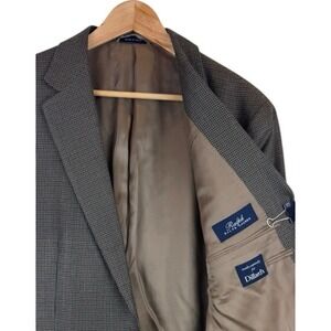Ralph RALPH‎ LAUREN Blazer Men's 44L Brown Houndstooth Sport Coat Silk Wool MINT